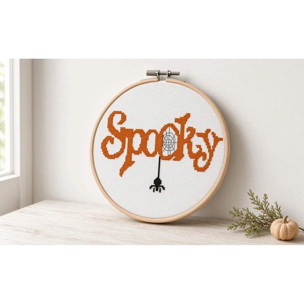 Spooky Halloween Cross Stitch Pattern Modern Spider Design
